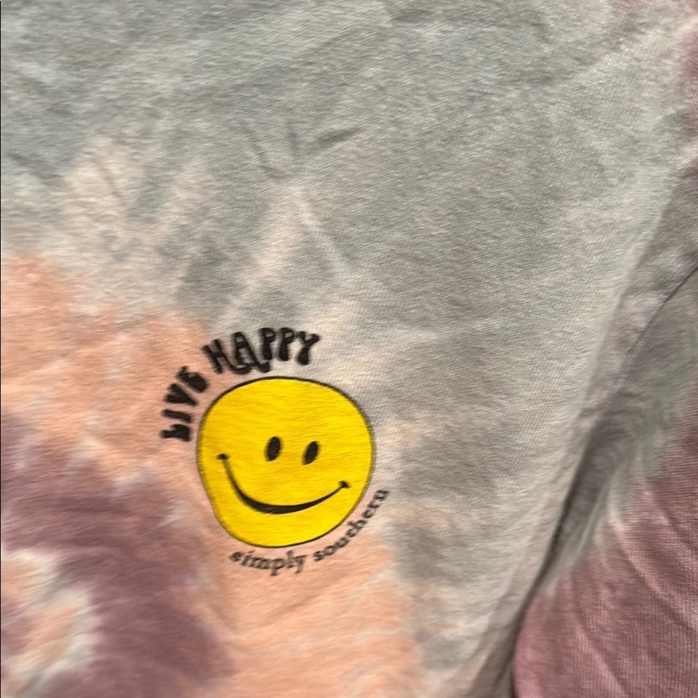 Tie-Dye Long Sleeve Shirt with Smiley Face - Picture 3 of 4